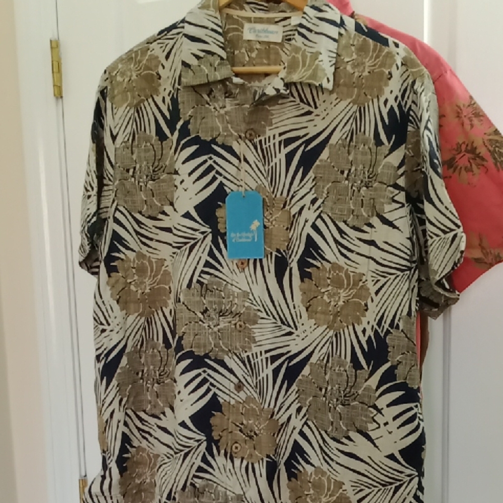 Tommy Bahama Floral Hawaiian Shirt - Brown and Black
